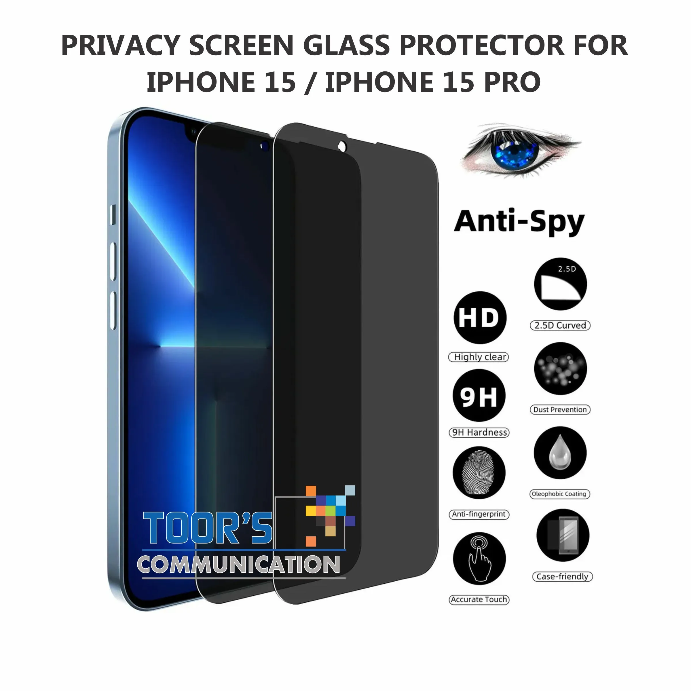 iPhone 15 pro Glass Protector Privacy Screen Protector Anti Spy