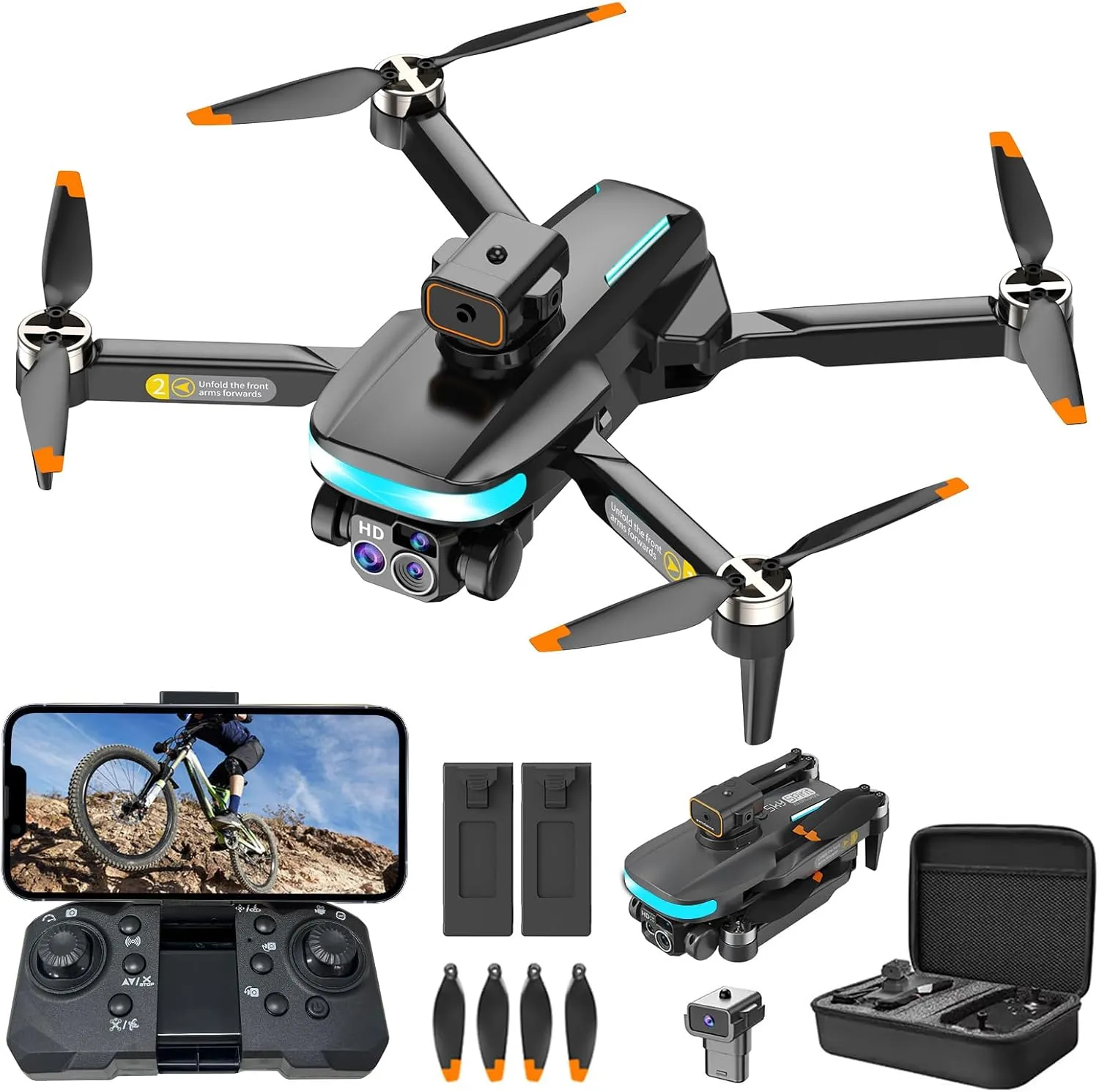 4K Drone, Dual Camera Drone, FPV Quadcopter, RC Drone for Adults, Live Video Drone, WiFi Drone, Altitude Hold Drone, Headless Mode, One Key Takeoff Drone, Aerial Photography Drone, Foldable Drone, HD Drone Gift, Beginner Drone, Drone for Teens