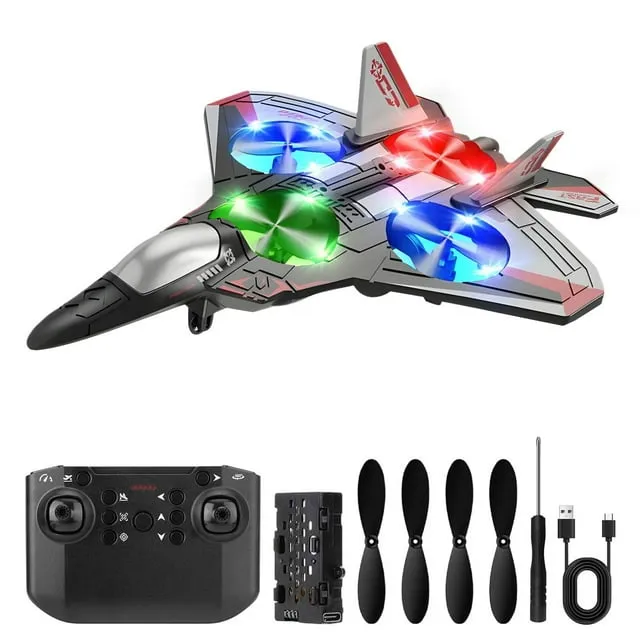 RC Plane Helicopter Quadcopter, RTF 2.4GHz 6-axis Gyro Remote Control Airplane RC Jet Fighter with 3D Flip, Gravity Sensing, Spray Stunts Easy to Fly RC Glider Toys for Adult Kids