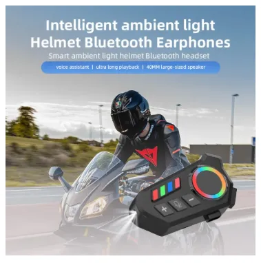 K06 Motorcycle Helmet Bluetooth Headset | Helmet Bluetooth Headset | Motorcycle Bluetooth Headset | Wireless Helmet Headset | Hands-Free Calling Headset | Helmet Headset , Noise Cancelling, RGB Light, Waterproof Stereo Audio (800mAh Long Battery).
