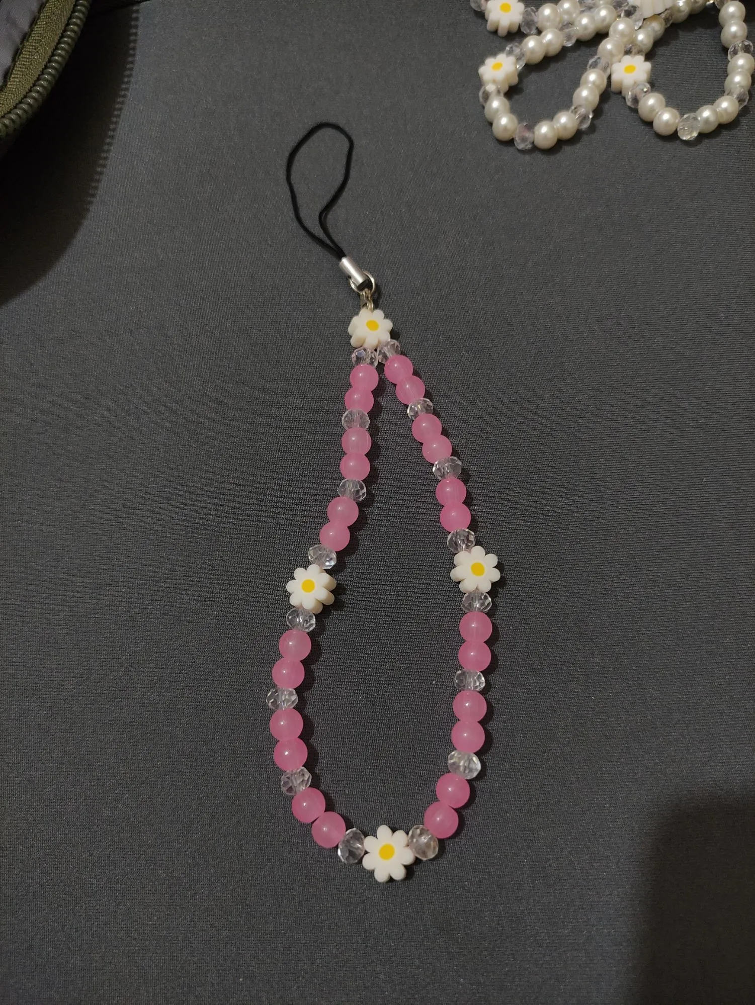Beaded Mobile Phone Charm – Custom Name Wrist Strap for Girls | Trendy Pearl & Bead Mobile Accessory for Girls