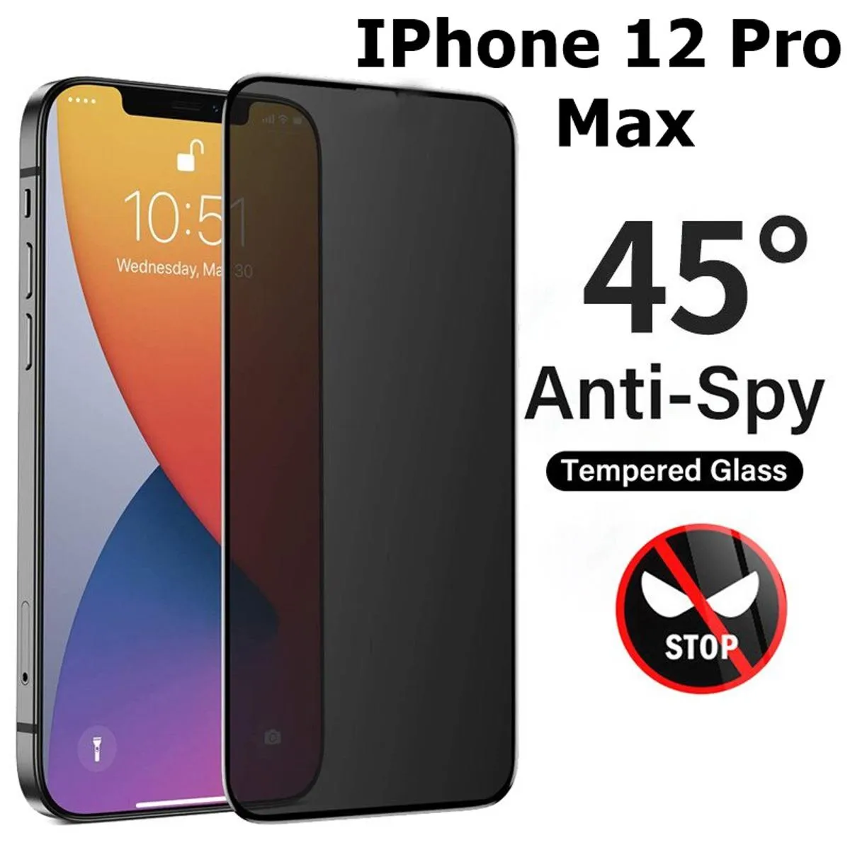 Apple IPhone 12 Pro Max Anti Spy Privacy Protector 45 Degree HD Tempered Glass Privacy Protector for IPhone 12 Pro Max
