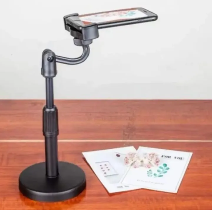 TikTok Tripod Stand Mobile Holder | Tabletop Stand for Videos, Drawing & Cooking | Plokama DT-80 Premium Lifting Bracket