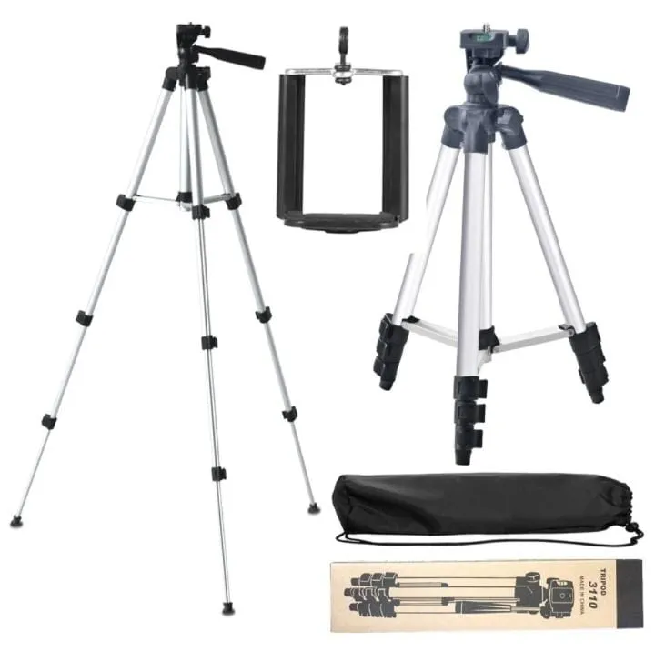 Tripod Stand (3110)for Phone and Camera Adjustable Aluminium Alloy Tripod Stand Holder Clip for Mobile Phones & Camera,Photo/Video Shoot