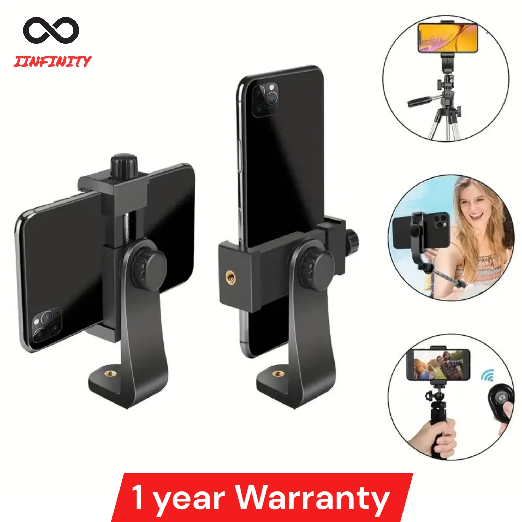 INFINITY 360° Rotatable Mobile Phone Mount Holder with Standard Screw – Universal Adapter for Ring Light, Camcorder, and Tripods (No Tripod Included)
