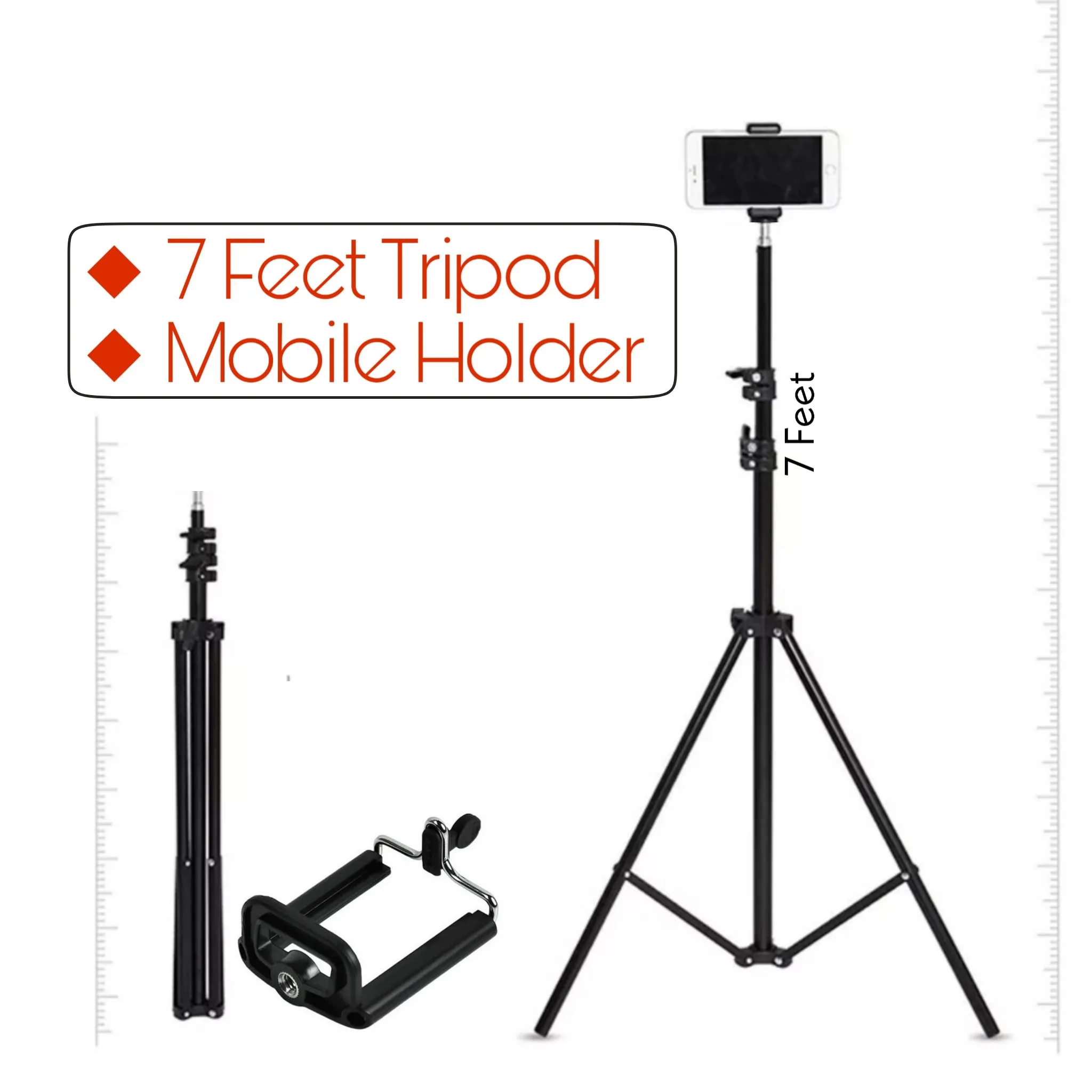 7feet /2.1M Tripod Stand for Ring Light Photo or Video tripod Support Video Portrait Sho0ting with mobile holder