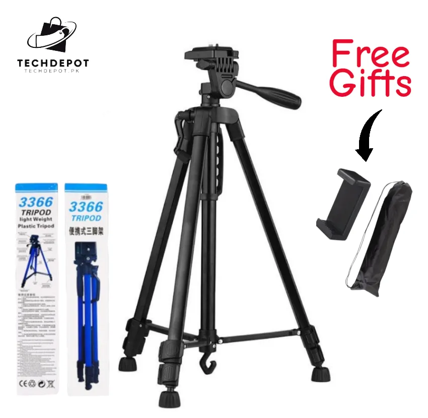 TechDepot 3366 Heavy Duty Tripod Stand with Handle for Mobile – 5 Feet Adjustable Aluminum Tripod with 1.5kg Load Capacity + Free Mobile Holder & Carrying Bag | Perfect for YouTube & Vlogging