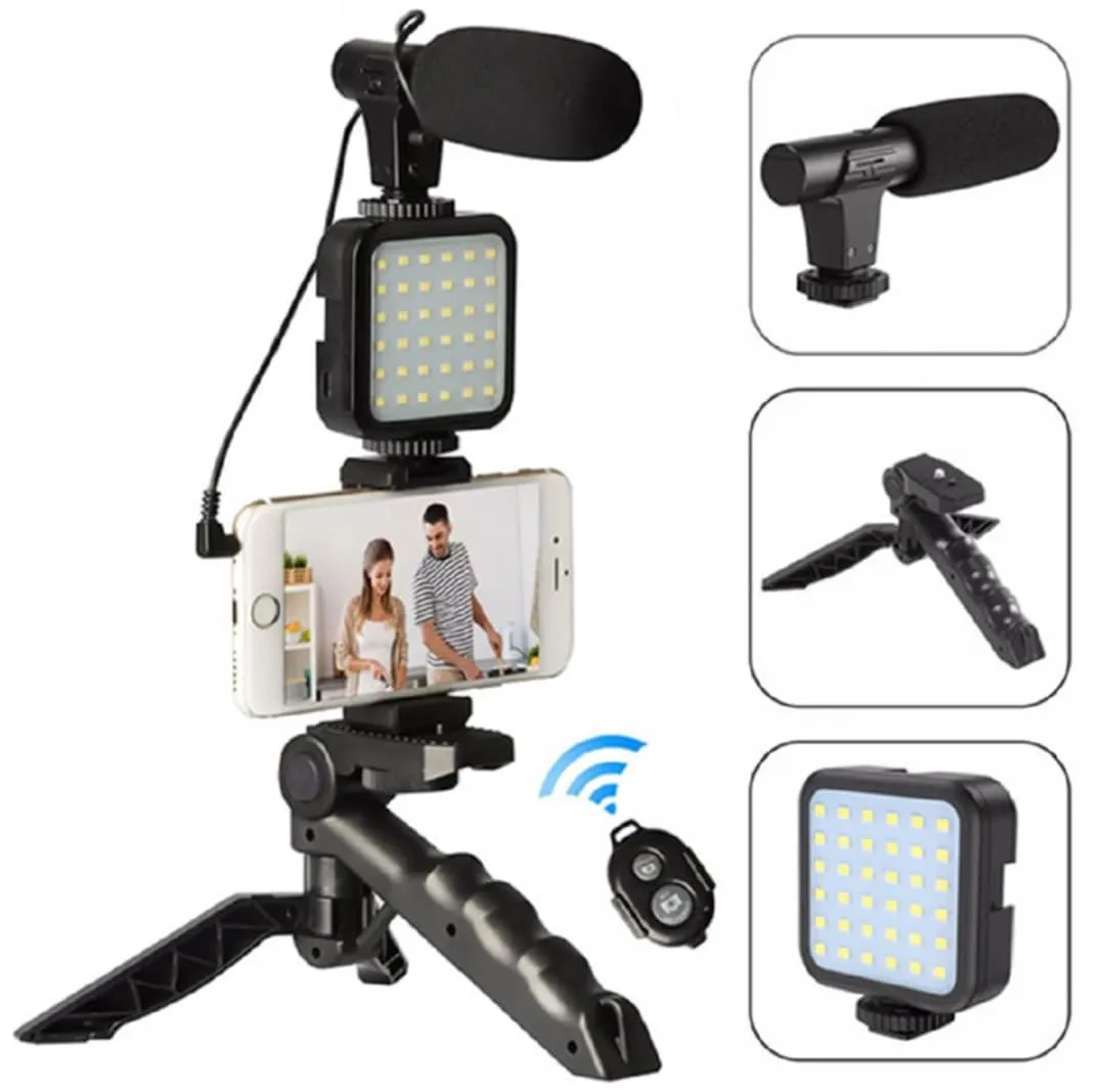 Video Making Kit, Microphone, Led Light, Mobile Holder Kit, Tripod Shoot Video Making for Tiktok Youtube Creator