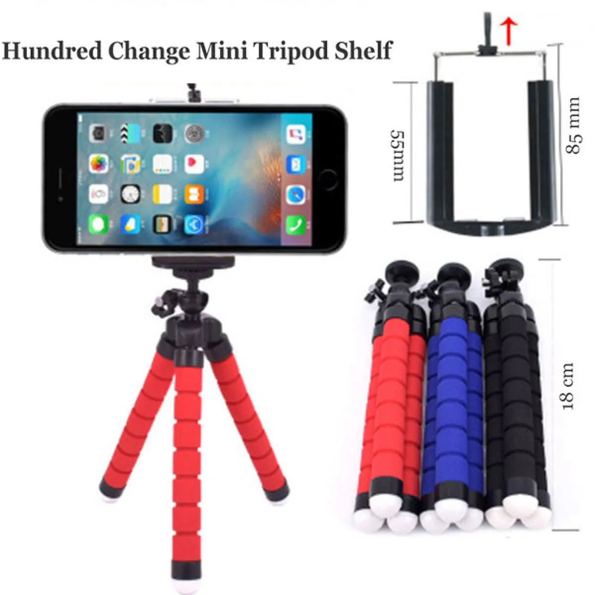 Mini Cell Phone Flexible Tripod Stand with Mobile Holder for All Smartphone