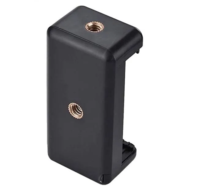 Tripod Clip Bracket Holder For Mobile Phone With 1/4 inch Nut Two Screw Holes For Vertical / Horizontal Mounting - Tripod Clip For Phone - Black