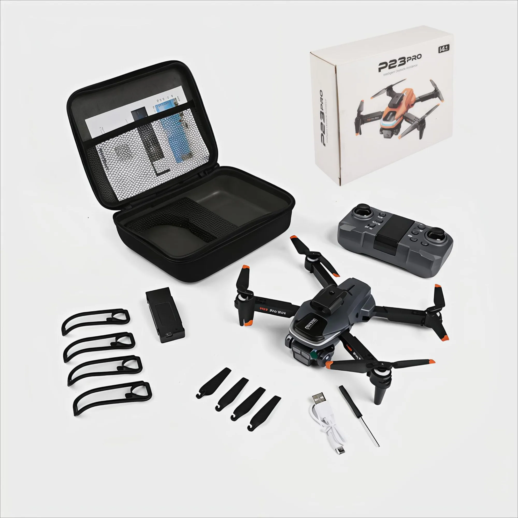 P23 Pro Foldable Drone With Dual HD Cameras Intelligent Obstacle Avoidance Headless Mode, 360° Roll Having Cool Lights, One Key Take Off & Landing, Perfect Gift For Children