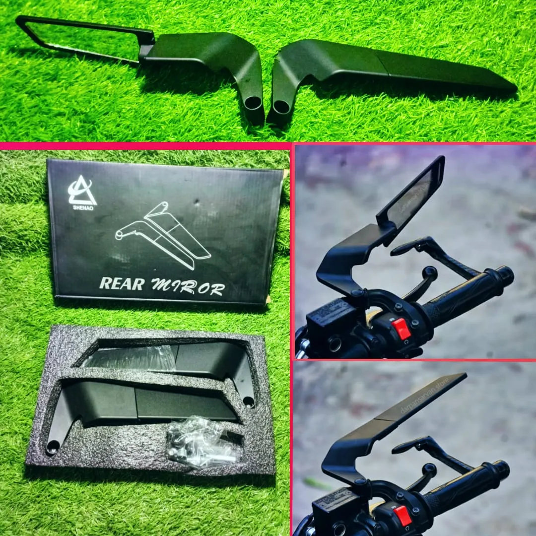 Aerodynamic Wings Mirror For Bike (Imported) Universal Side Mirror For Motorcycle Wing Mirror For Bike Fancy Side Mirror For All Bikes