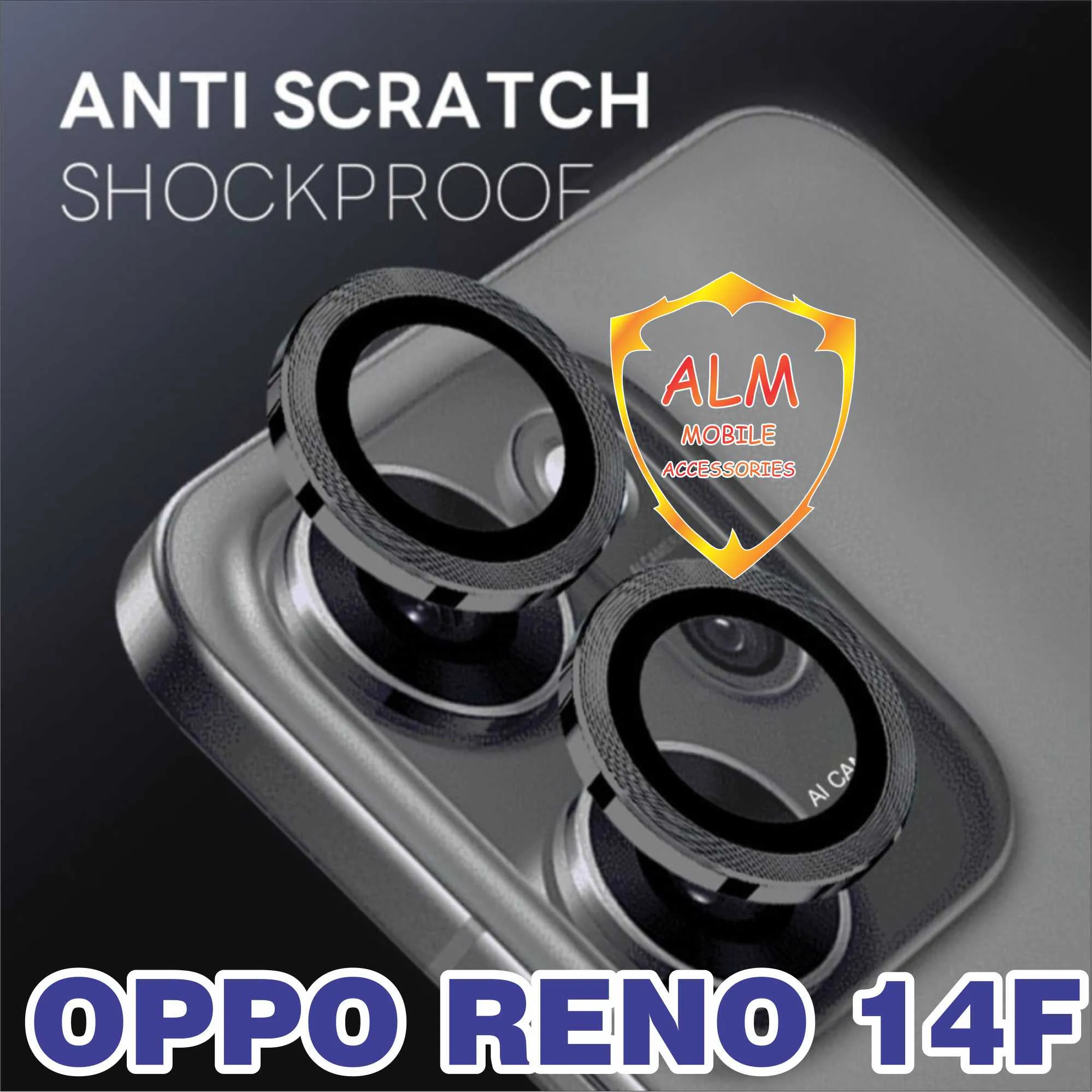 Oppo Reno 14F Camera Lens Ring Alloy Tempered Glass Protector Premium Quality Full Lens Cover Tempered Glass Protector