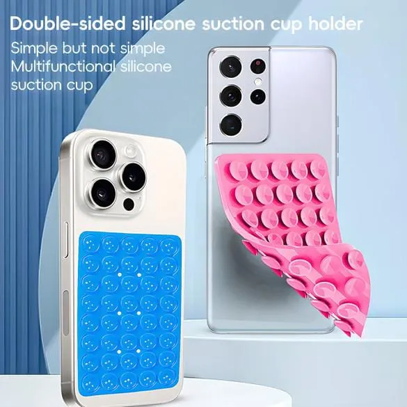 Double Side Silicone Suction Pad Phone Holder Self Adhesive Rubber Suction Holder Silicon Square Phone Case Silicon Pad For Phone with Double-sided Suction Cups -Suitable for Android Adhesive Holder, Suitable for Selfie and Video Recording